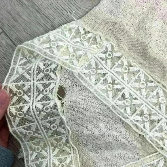 Free People Tan V-Neck Long Sleeve Top Size M - Picture 9 of 11